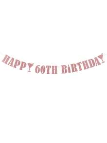 1pc HAPPY BIRTHDAY Pull Flag, 18/21/30/40/50/60 Black/Gold/Silver/Rose Gold/Champagne Gold/Blue Birthday Party Decoration Pull Flag Banner - Multicolor - View 25
