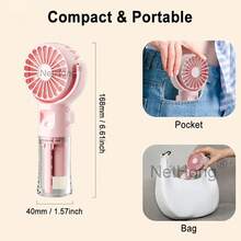 NetHong Portable Fan Mini Handheld Humidifier Fan USB Rechargeable For Outdoor Travel Hand Held Small Pocket Fan With Water Spray Mist - Multicolor - View 6