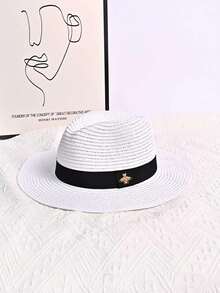 1pc New Men's Top Hat Panama Hat Sunshade And Beach Hat Women's Summer Jazz Hat Summer Beach Sun Hat Wide Brim Resistant Lightweight - Multicolor - View 2