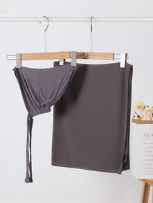 2pcs Women Scarf & Bonnet Set, Versatile Underlay Cap Combo, Hijab, Middle East Ramadan Abaya Matching, Elastic Chiffon Scarf & Cap Set, Casual Outfit - Camel - View 4