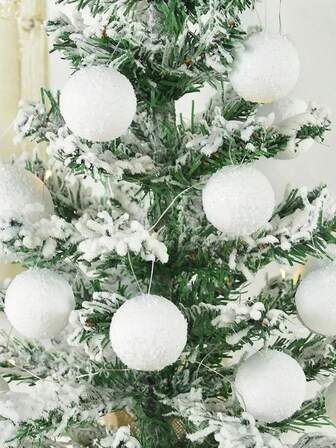 6个装 - 白色泡沫球，用于圣诞树雪球吊坠，尺寸分别为4/6/8厘米。适用于新年、婚礼和派对装饰。可用于圣诞树装饰、礼品包装配件、场景装饰、房间装饰、家居装饰、办公室装饰、主题派对装饰以及圣诞节装饰。