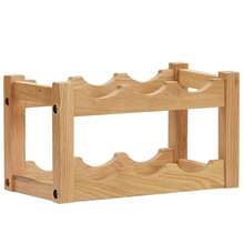 Portabottiglie Larryhot per 6 bottiglie, 37x21x21 cm, in legno di quercia, bello e pratico, ideale per riporre e decorare la casa - Castano - Visualizzare 1