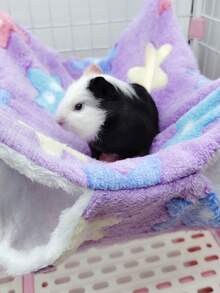 1pc Star Pattern Double-layer Plush Hanging Pet Bed & Sleeping Bag For Small Pets, Suitable For All Seasons