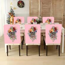 1 pieza/4 piezas/6 piezas/10 piezas Funda de silla de felpa corta con estampado de calavera y flores, funda de silla desmontable de tela de felpa corta, protector de respaldo de silla, cubierta decorativa para silla de comedor, apta para todas las estaciones, funda de silla decorativa para días festivos, para comedor, sala de estar, protección de silla para el hogar, con protección de respaldo, apta para restaurante, oficina, sala de estar, hotel y decoración del hogar