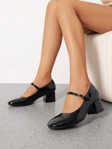 Women's Mary Jane Pumps Low Heel Dress Shoes Closed Round Toe Comfortable Wedding, Office, Party & Casual Work Shoes - 黑色 - 查看 2