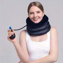 Neck Stretcher, Neck Traction Device, Adjustable Inflatable Neck Traction Device For Instant Neck - Comfort Padded Support With Blue Valve, Ideal For Home & Office Fitness Use, Posture Improvement | Adjustable Design | Soft Padding - Blue - View 1