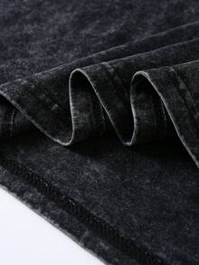 Cartoon  Printed Washed Cotton T-Shirt, Made Of 100% Cotton High-Quality Fabric, Fine Needle Carding, Relaxed And Comfortable, Suitable For Both Men And Women, Suitable For Young Street Hipsters. - màu đen - Xem 4