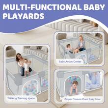 1-Pack Baby Playpen, 50*50 Inch Baby Playground With Soft Breathable Mesh And Non-Slip Base, Baby Playpen Baby Playground For Boys And Girls, Indoor And Outdoor Playground - 灰色 - 查看 6