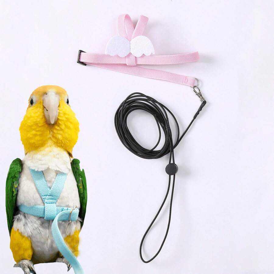 Pet Parrot Bird Harness Leash Adjustable Bird Flying Harness Traction Rope With Cute Wing For Parrots Pigeons Budgerigar Lovebird Cockatiel Mynah Outdoor Training Toy Color Randomly