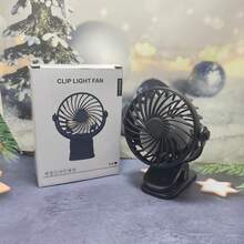 便携式夹式风扇，可充电，720°可调节，带LED灯，小巧桌面风扇，强劲静音，3档风速，USB充电，迷你个人降温风扇，适用于桌面、家庭办公室、婴儿车、露营，女士礼物 - 新2 - 查看 10