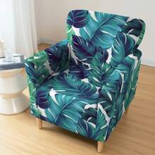 غطاء كرسي مطبوع بأوراق خضراء مرن، غطاء واقي من الغبار لكرسي واحد في غرفة المعيشة والنوم، مناسب لجميع الفصول