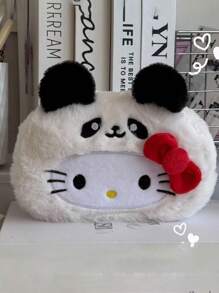 Sanrio 1 pezzo Astuccio per matite di Hello Kitty, design carino, borsa con cerniera in poliestere morbido per scuola e ufficio, organizer per cancelleria, borsa per articoli da toeletta, borsa per il trucco