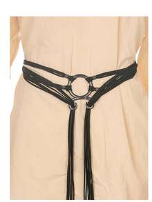 Cinturón de cruz de ogro vikingo para mujeres, cinturón de cuerda largo medieval para bruja nórdica chamánica pagana, accesorio de circo para Halloween