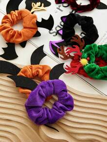 1 szt. gumek do włosów na Halloween z uroczymi akcentami nietoperza i pająka, modne gumki do włosów z materiału Y2K, fantazyjne gumki w kreskówkowym stylu dla kobiet - świąteczne akcesoria do włosów na imprezy