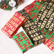17 pouces x 120 pieds Papier cadeau de Noël - Motif d'arbre de Noël en relief 3D rouge/noir/vert avec feuille d'or, convient pour le Nouvel An, les anniversaires, les fêtes, les artisanats et les projets artistiques