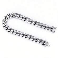 1pc New Fashionable Twist Curb Chain Stainless Steel Bracelet For Men - Star - View 29