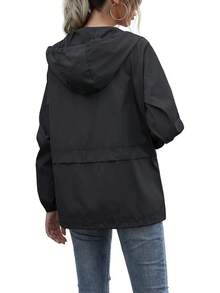 PESION Women's Waterproof Raincoat Lightweight Rain Jacket Hooded Windbreaker With Pocket For Outdoor - Màu hồng có lót - Xem 9