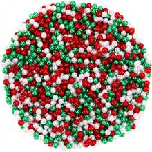 100/300/500pcs 6mm Acrylic Red, Green, And White Christmas Beads, Used For Jewelry Making DIY Round Beads, Perfect For Holiday Parties, Christmas Themed Decorations, Necklaces, Bracelets, Earrings, And DIY Decoration Kits To Decorate Beads