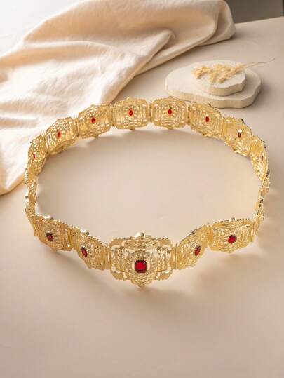 1 st guldpläterat nytt turkiskt marockanskt kaftanbälte, arabiskt mellanösternmönster för kvinnor, lyxig bröllops- och festivalklänningskedja, moderiktig midjekedja