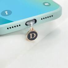1pc Dust Plug Black Pendant With 26 English Initial Letters On Both Sides, Alphabet Phone Dust Plug Charging Port Dust Plug Compatible With Apple Interface Type-C Dust Plug