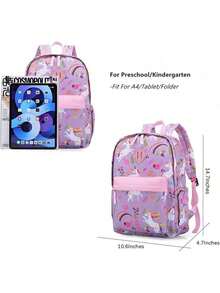 Polaris Preschool Backpack Kindergarten Little Kids Toddler Elementary School Backpacks For Boys And Girls With Chest Strap(Purple Unicorn) - 紫色獨角獸 - 查看 10