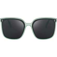 ¡RecomendadoFEISEDY Vintage Gafas de sol polarizadas de gran tamaño para mujeres hombres cuadrado de moda clásico simple lentes de sol B2758¡Top de Temporada - 009 Montura verde transparente y lente gris - Ver 3