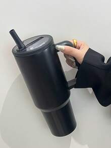 كوب فولاذي مقاوم للصدأ سعة 40 أونصة مع غطاء قش، مقبض مانع للانزلاق وحامل كوب للسيارة - احتفاظ بالثلج لمدة 34 ساعة، كوب سفر محكم الإغلاق للجيم والعمل والسيارة