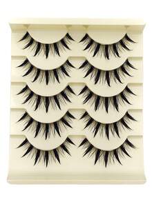 Asiteo 5 对漫画睫毛，自然卷曲动漫睫毛，带透明带，纤细自然，佩戴舒适，可用于日常化妆延长，派对可重复使用 - 尖尾漫畫款 - 查看 6