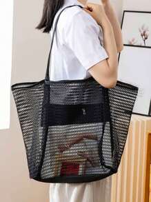 حقيبة شبكية للشاطئ، حقيبة سعة كبيرة، حقيبة تخزين للسفر، حقيبة محمولة متعددة الاستخدامات، خفيفة الوزن، مقاومة للماء، قابلة للطي، مناسبة للشاطئ والتسوق والسباحة والجيم والسفر والمدرسة، حقيبة كتف مائلة، حقيبة متشرد، حقيبة هلال القمر، محفظة، سلسلة مفاتيح أنمي، كاميرا، حقيبة مستحضرات تجميل للسفر واليومية