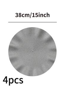 1/4/6/12pcs Bohemian Style Woven Round Placemats, 15 Inch, Solid Color, Kitchen Dining Table Decor Coasters, Non-Slip Pads For Holiday Party, Birthday, Wedding, Dinner, Home Decor, Dorm (Multiple Color Options)