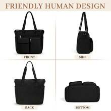 NEWHEY Canvas Tote Bags For Women Waterproof Large Work Tote Bag With Zipper Elegant Anti-Theft Shoulder Crossbody Bag For Casual College Travel Business Daily Shoulder Strap Lightweight - Multicolor - View 9