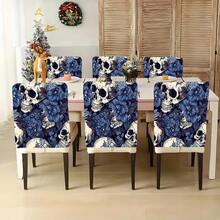 1 pieza/4 piezas/6 piezas/10 piezas Funda de silla de felpa corta con estampado de calavera y flores, funda de silla desmontable de tela de felpa corta, protector de respaldo de silla, cubierta decorativa para silla de comedor, apta para todas las estaciones, funda de silla decorativa para días festivos, para comedor, sala de estar, protección de silla para el hogar, con protección de respaldo, apta para restaurante, oficina, sala de estar, hotel y decoración del hogar
