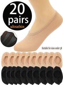 20/10/5/3/1 Pairs Women's Low-Cut Invisible Socks, Men's High Elastic Socks, Ultra-Thin Semi-Transparent Soft Elastic Comfortable Breathable Socks, Suitable For Daily Wear For Men And Women, Simple Comfortable Neutral Mid-Calf Socks, Women And Men's Socks, Fashion Specialty Boat Socks Invisible Socks Very Thin Disposable Daily Candy Color Stockings - Multicolor - View 1