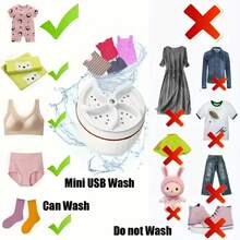 Mini lavadora de ropa, cómoda lavadora de turbina ultrasónica portátil con alimentación USB portátil turbo esterilización ultrasónica turb - Blanco - Ver 5