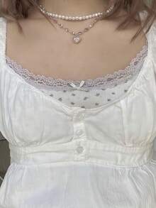 Y2k Summer Tops For Women Cute Sweetheart Neck Crop Tops Solid Color Short Sleeve Pleated Hem Button-Up Slim Fit Blouse Babydoll Tee Casual Going Out Tops Streetwear Fairy Clothes - trắng - Xem 3