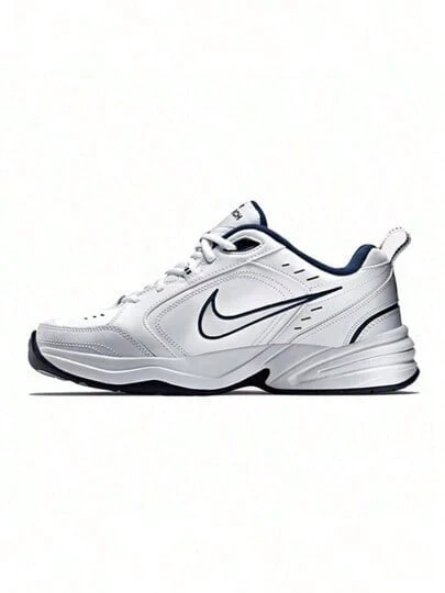Nike Giày thể thao nam Air Monarch IV màu trắng/bạc ánh kim, chất liệu da bền chắc với đệm khí Air giúp hỗ trợ và tạo độ bám tốt trong mọi hoạt động. Mã sản phẩm: 415445-102 - Trắng/Bạc kim loại - Xem 1