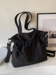 Fashionable Women's Large Capacity Drawstring Design Crossbody Bag