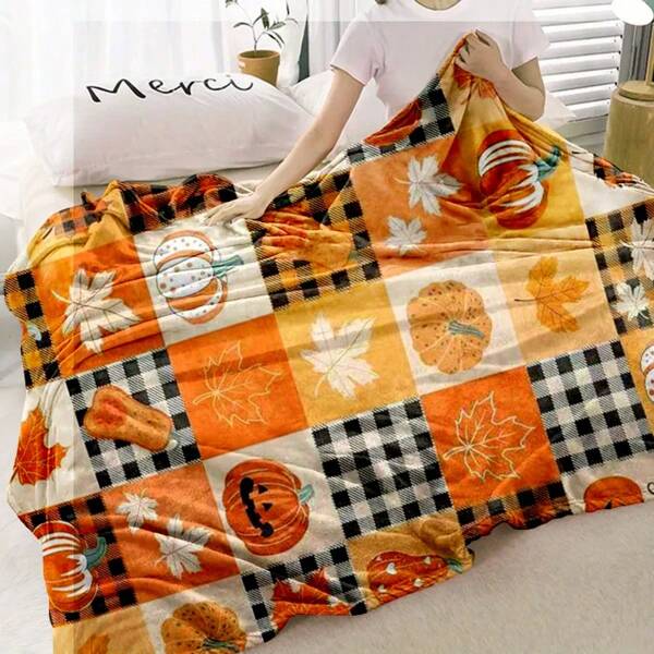 Couverture personnalisée à motif citrouille, réalisée avec une impression numérique parfaite et un tissu moelleux ! Convient pour les pièces climatisées, peut être utilisée comme châle chaud sur les lits et les canapés pendant les voyages, lavable en machine, également un cadeau idéal pour les amis et la famille