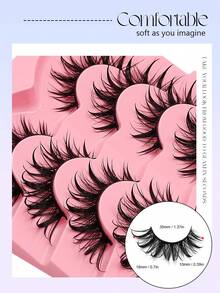 Asiteo 5对湿润感动漫娃娃假睫毛 - Cosplay及卡通假睫毛，新手友好，可重复使用，可爱妆容假睫毛条，假睫毛，假睫毛 - 尖尾漫畫款 - 查看 7