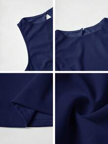 Women's Solid Color Backless Fitted Christmas Dress - Navy - View 11