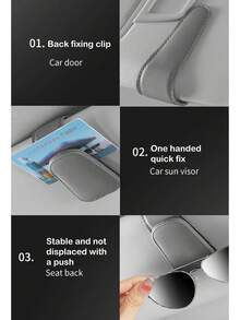車用眼鏡架,遮陽板組織者,多功能車用眼鏡夾 - 黑色 - 查看 10