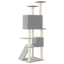 Tiragraffi per gatti Larryhot con tiragraffi in sisal grigio chiaro 153 cm, un regalo ideale per gli animali domestici - Grigio - Visualizzare 5