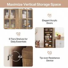 LITTLE TREE 68.9" Tall Storage Cabinet With Doors, Kitchen Pantry Cabinet With Adjustable Shelves, Kitchen Cupboard Food Pantry Floor Storage Cabinet For Living Room, Bathroom, Office, Rustic Brown - 質樸棕色 - 查看 7