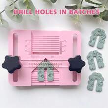 Polymer Clay Earring Drill Guide Polymer Clay Cutter Tool Ear Ring Drill Stand, Guide Hole Maker, Dust Box, Grid Cover Rectangular Earring Drill Stand For Precision Resin Jewelry Crafting, Grid Cover & Artisan Design, Polymer Clay Tool