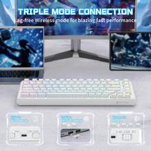 ATTACK SHARK X82PRO HE Wireless RGB Mechanical Gaming Keyboard With Rapid Trigger, Actuation Adjustment, Hall Effect Magnetic Switch, 8K Polling Rate, 2.4G/Bluetooth/USB-C, 5000mAh Battery For PC/Win (Anime White) - 白色等高線 - 查看 5