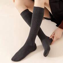 1/2/3/4双装女士过膝袜，保暖内衬，中筒袜，冬季保暖睡袜，舒适