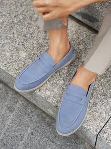 Men's Classic Suede Loafers, Casual Slip-On Driving Shoes, Round Toe Flat Moccasins, Handmade Boat Shoes Old Money Chic Autumn - 卡其色 - 查看 7