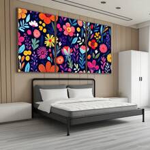 Quadro Decorativo Flores Noturnas Coloridas MDF Mosaico Sala Quarto Escritório Impressão Em Hd - Branco - Visão 3