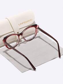 LINFEMAND Multi-Color Block Patchwork Cat Eye Decor Fashion Non-Prescription Glasses, Women Party/Dance Outfit, Photo Accessory, Holiday Gift - Multicolor - View 7