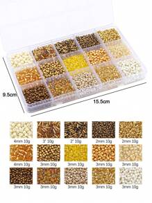 3 盒 15 格装饰米珠管，适用于 DIY 工艺品、手链、项链和珠宝制作（白色+金色+黑色）